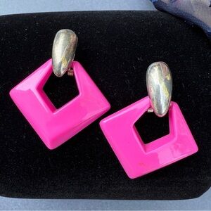 Pink and Silver Geometric Earrings